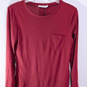 Moyee Long Sleeve Pocket Burgundy Tee